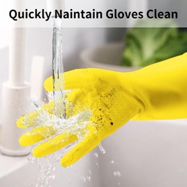 BATHRINS Rubber Gloves and Dish Cloths Set, 4 Pairs Of Dishwashing Gloves with Non-Slip Grip, 2 Microfiber Cleaning Cloths