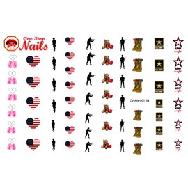 Army Wife nail art decals clear vinyl Peel and Stick nail decals (NOT Waterslide) by One Stop Nails. Set of 64.