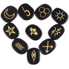 KYEYGWO Pack of 10 Obsidian Oval Crystal Runes Stone with