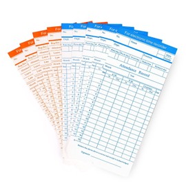 Flexzion Monthly Time Cards for Employees - Dual-Sided, Orange/Blue Attendance Tracker, 270-Piece Time Sheets Compatible with 6-Column Time Clock Recorders for Businesses