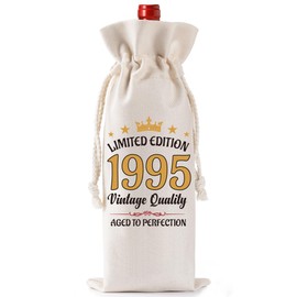 30th Birthday Gifts for Men and Women - 1995 Birthday Party Decorations Drawstring Burlap Wine Gift Bag for Best Friend Sister Brother Auntie Husband Wife Colleagues