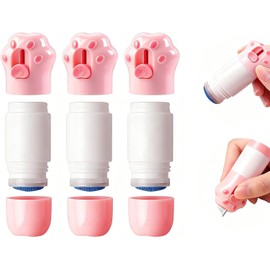 3 Piezas Corrector de Papel Térmico 2 en 1 con Abridor de Cajas, Borrador de Datos para Etiquetas de Envío, Recibos y Facturas, Protector de Privacidad, 10 ml c/u, Rosa Huella de Gato