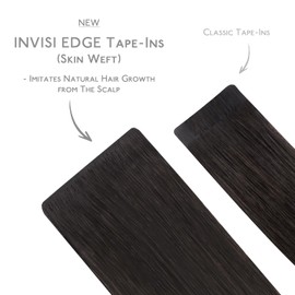 WENNALIFE Invisi Edge & Classic Tape in Hair Extensions Human Hair, 16 Inch 100g 40pcs(20pcs Invisi Edge & 20pcs Classic) Balayage Dark Brown Mixed Chestnut Brown Invisible Injected Remy Hair Seamless