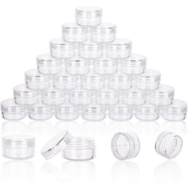 Contenedores de muestras de 5 gramos con tapas, 200 tarros transparentes de 5 ml, recipientes vacíos de bálsamo labial, pequeños tarros de viaje de maquillaje para purpurina, loción, crema, abalorio
