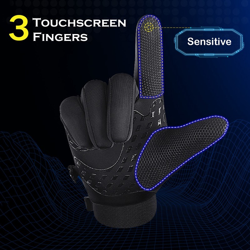 Men Winter Waterproof Gloves Touchscreen Pocket Anti-Slip Fleece Thermal Sport