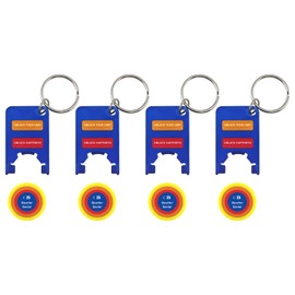 Colorato 4 PCS Cart Unlocker Keychain - Token with Quick-Release Clip | Unlock Happiness Gift for Shoppers, No Real Quarter Needed!