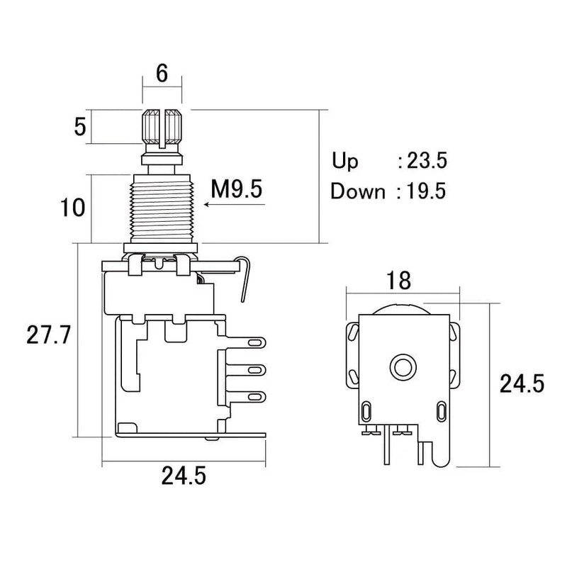 SCUD PUSH-500A Switch Pot PUSH-PUSH Type 500KΩ/A Curve