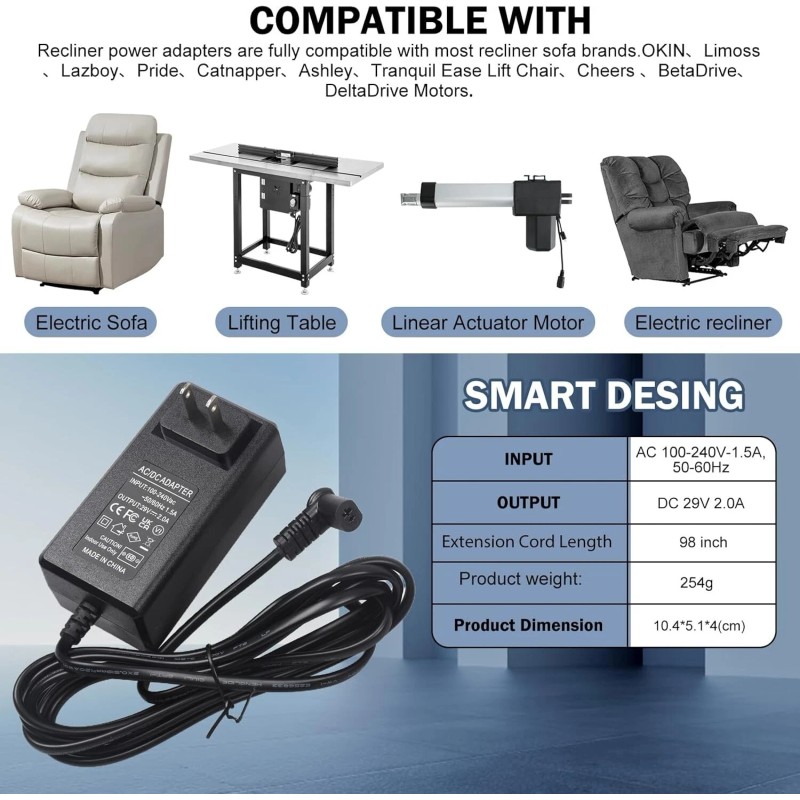 Mulin 29V 2A Transformer Recliner & Lift Chair Model No: