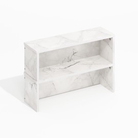 Furinno Helena 18-Inch Kitchen Counter Stackable Organizer Shelf, Light Marble, Set of 2