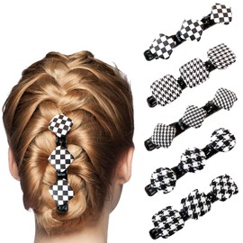 5pcs/set Bang Hair Clip, Girl Baby Hairclips, Checkerboard Hairclips, Exquisite Hair Accessories for Infants Toddlers Teen Kids Gift (black)