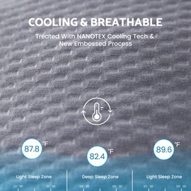 SLEEP ZONE Cooling Mattress Topper Extra Long Twin College Dorm Bedding Quilted Fitted Mattress Pad Cover, Soft Fluffy Down Alternative Pillow Top Bed Topper Deep Pocket 8-21 Inch (Grey, Twin XL)