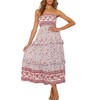 ZESICA Women's Summer Bohemian Floral Printed Strapless Beach Party Long