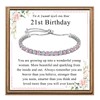 PDTU Birthday Gifts for Women Girls, 21st Cubic Zirconia Adjustable
