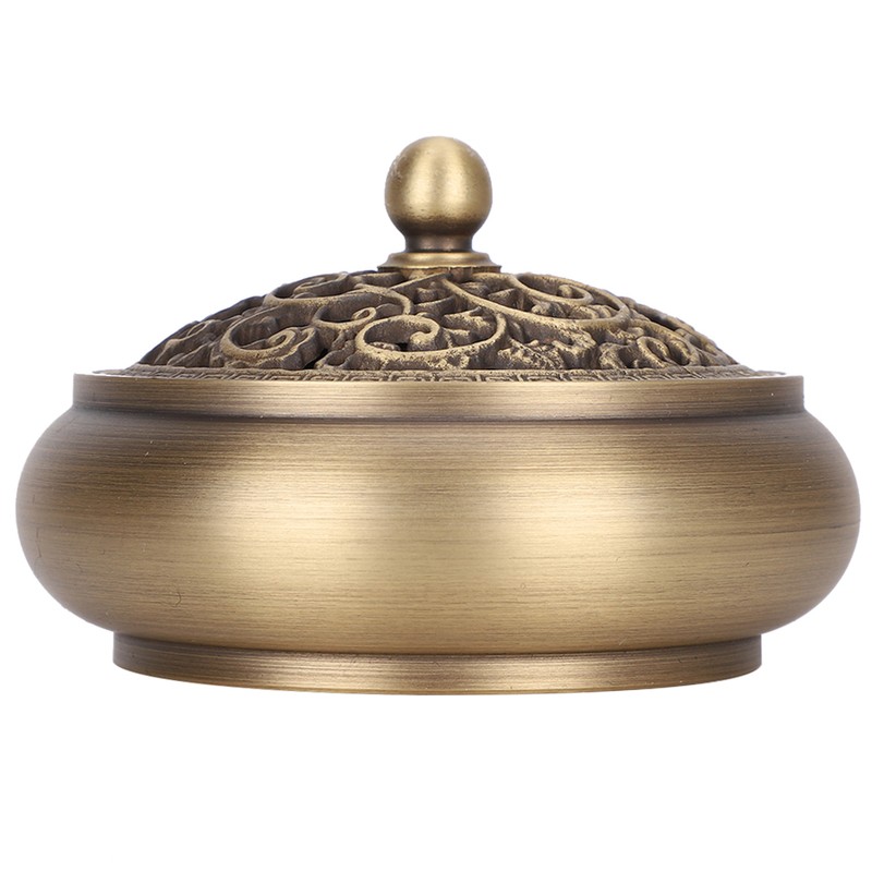 Household Brass Incense Burner Incense Burner Holders Craft Decoration (Round