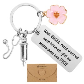 COLOFALLA Nurse Gift Keyring with Envelope Nurse Accessories Doctor Gifts Doctor Key Ring Syringe Pendant (Syringe)