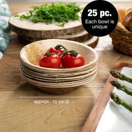 Moritz & Moritz 25x Disposable Palm Leaf Bowls - Round Disposable Bowls Ø 15cm - Biodegradable Compostable Eco Friendly Disposable Bowls - Like Bamboo Bowls, Wooden Bowls, Paper Bowls