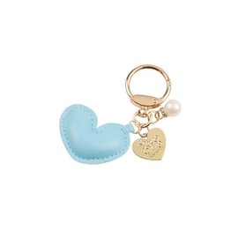 Fuqimanman2020 Charm Love Heart Keychain for Handbags Bag Purse PU Heart Keychain Valentine's Day Mother's Day Gift for Women(Blue B)