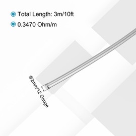 sourcing map 12 Gauge/2 mm Nichrome 80 Cr20Ni80 Heating Resistance Wire 10ft High Temperature for Electronic Components Repairing, Silver Tone
