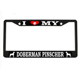 I Love My Doberman Pinsche Dog Black Metal License Plate Frame Tag Holder …