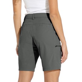 Willit Women's 10" Hiking Cargo Shorts Stretch Golf Active Long Shorts Quick Dry Outdoor Summer Forge Grey L