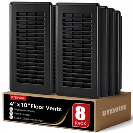 4x10 Floor Register, Plastic Floor Vent Covers Black 8 Pack, for Home Floor Sidewall Office or Ceiling Vent, Vent Covers for Home Floor, Black