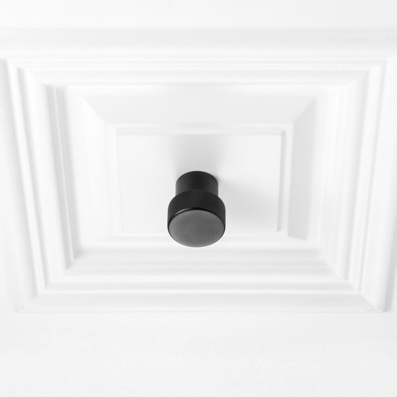 KOOFIZO 20-Pack Knurled Cabinet Knob - Black Pull Handle (28mm