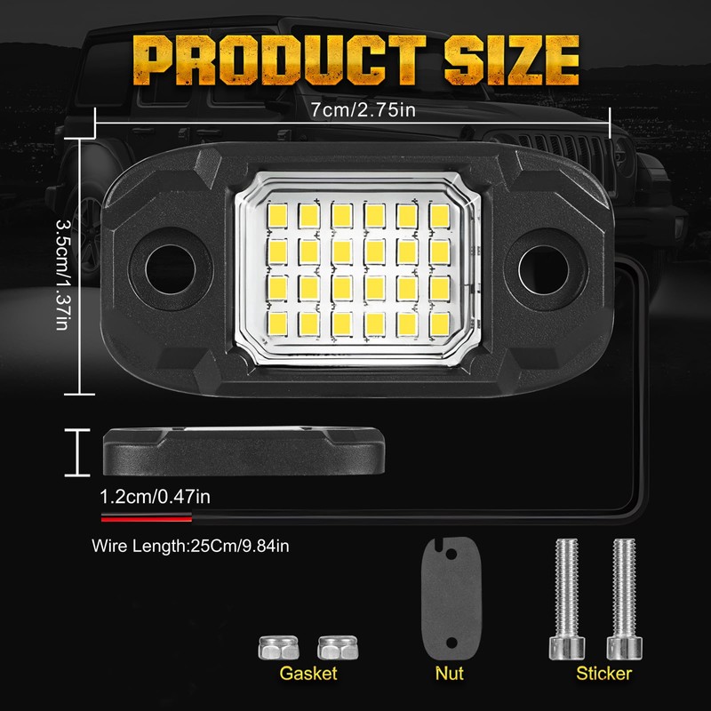 LY8 12Pods LED Rock Lights White 24led Chips Waterproof Neon