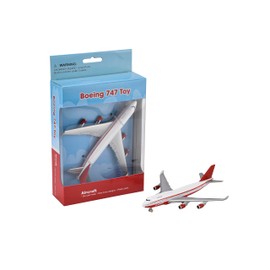 AeroClix Business Jet Boeing 747-400 Toy Plane Model for Children, Aged 3+, Rotating Wheels - 13.7 cm long, White and Red