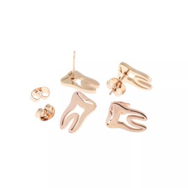 Unbranded Rose Gold Stainless Steel Earrings - Tooth Studs -13mm - 2 Pieces 1 Pair - ER411
