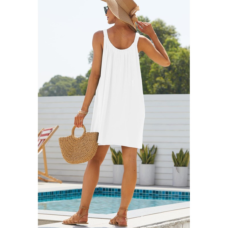 MAIABLEAU Women Mini Cover-Up Dress Casual Summer Shoulder Straps Beach
