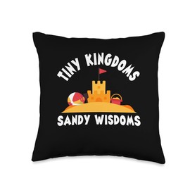 Beach Sand Castle Builder Design Tiny Kingdoms Sandy Wisdoms Sand Castle Vacation Beach Throw Pillow, 16x16, Multicolor