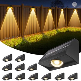 JNOEC Solar Fence Light Outdoor Waterproof Outdoor Lamp  Ip65 Waterproof Wide Angle Luces Solar Deck Light Outdoor Dusk 7 Mode RGB Solar Powered Garden Patio Yard Decoration - Quantity: 12 pcs (best deal)