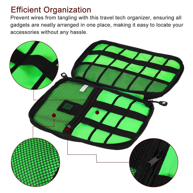 HARFINGTON Electronics Organizer 9.45" x 6.69" x 1.18" Double Layer