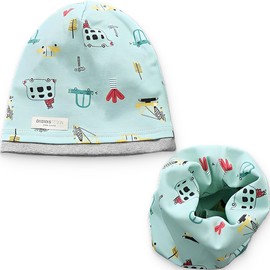 ZEPIQOR Children's Beanie Hat & Loop Scarf Set, 95% Cotton Hat Scarf Set Girls Boys 2-8 Years, Tube Scarf Warm Winter Hat Knitted Hats for Autumn Winter Spring, multicoloured