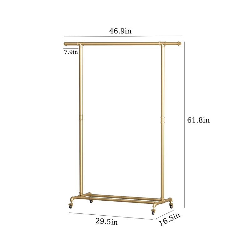 FONECHIN Industrial Pipe Clothing Rack, Heavy Duty Metal Clothes Rack