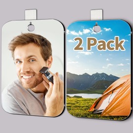 2 Pack Shower Mirror for Shaving, Medium 8 x 6 In Mirror for Wall Hanging Kids Safety, Frameless Portable Travel Camping Mirrors, Unbreakable Handheld Locker Shave Mirrors, NOT Fogless, Makeup Plastic