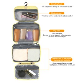 Linzrcrry Toiletry Bag Women's Toiletry Bag Men's Cosmetic Bag for Hanging Travel Wash Bag Waterproof Beauty Case Women Makeup Travel Bag, yellow
