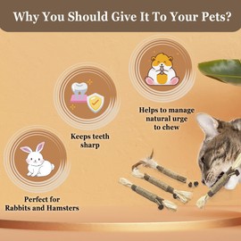 SunGrow Delicious Pet Snack Silvervine Sticks, Chewable Corn Husk and Insect Lean Fruit, Perfect Teeth Care for Cats, Rabbits and Other Pets, 3 Pcs