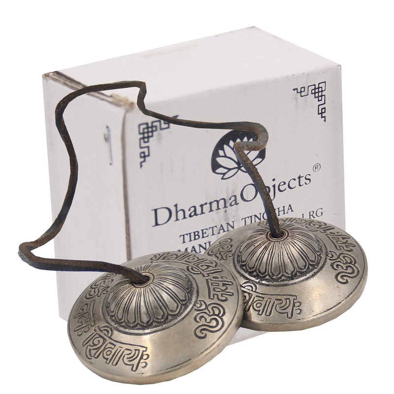 DharmaObjects Large Tibetan Premium Quality "Om Namah Shivaya" Tingsha Cymbals