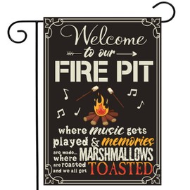 FLAGISTA Fire Pit Camping Garden Flag, 12 x 18 Inches, Double Sided, Campsite Flags for Campers, Campfire, Camper Yard Outdoor Decoration (Our Fire Pit, Garden Flag 18x12)