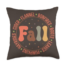 KJJ Fall Bonefires Flannel Leaves Hayrides Cider Boots Autumn Throw Pillow, 18x18, Multicolor