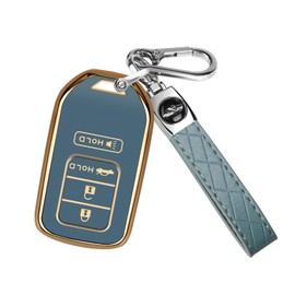 QBUC for Honda Accord Key Fob Cover for Civic, CRV, Pilot, Ridgeline 2016-2022, Soft TPU Full Protection Case with Keychain