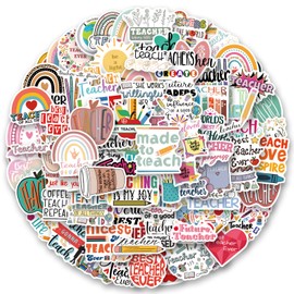 110pcs Funny Teacher Stickers Vinyl Aesthetics Stickers for Water Bottles, Diaries, Laptops, Luggage, Scrapbooks, Scooters, Car Cartoon Stickers and Decals, Gift for Teacher Laptop Decals