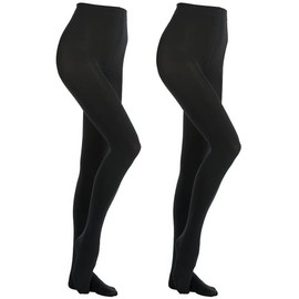 MANZI Women's Black Winter Tights Pack of 2 Opaque 400 Denier, black
