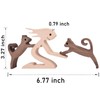 KINGNOW Woman and Cat Statue Wood Figurine Handcraft Kitty Ornament
