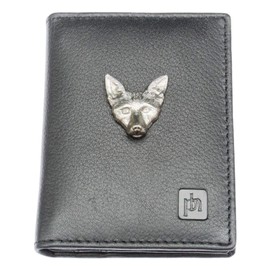 Fox Face Bifold Card Holder Leather Black Wallet RFID Safe 140