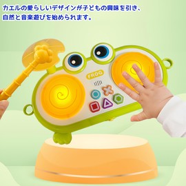 KeyAngel Baby Drum, Baby Toy, Percussion Instrument, For 1 Year Old, Educational Toy, Early Development, Fingertip Training, Sensory Development, Frog Design, Drum Toy, 10 Melodies, 6 Different Sound