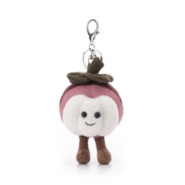 Apricot Lamb Fresh Mangosteen Soft Cuddly Keychain, Plush Toys Stuffed Keychain for Kids Backpack, Purse, 4 Inches