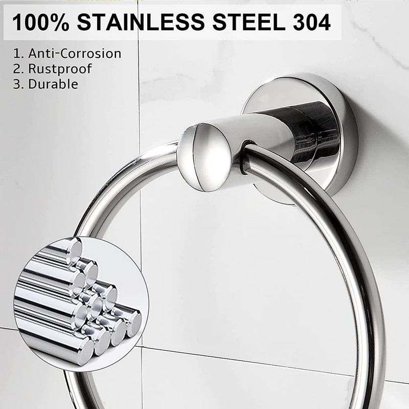 Towel Holder, Stainless Steel Bathroom Towel Ring, Wall Mounted Hanging
