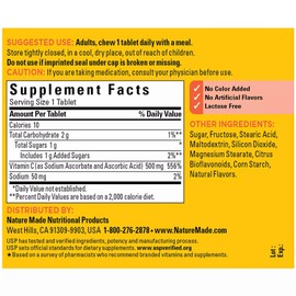 Nature Made Chewable Vitamin C 500 mg Tablets, 60 Count to Help Support the Immune System† (Pack of 3)